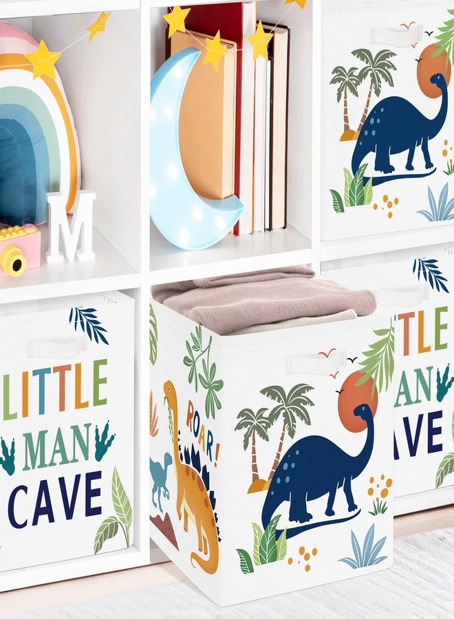 Clastyle 3 pcs Dinosaur Cube Storage Unit Boxes Volcano Kallax Box for Shelves Parents Storage Baskets for Book Clothes Toy Organizer, Palms, 11.8x11.8x11.8 in - Image 5